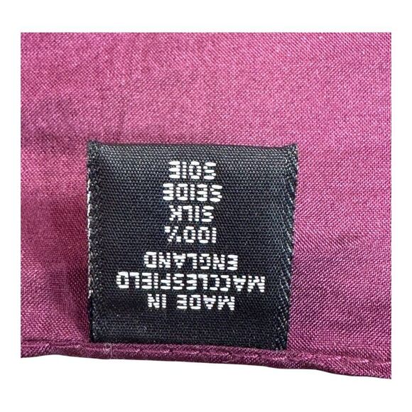 Pocket Scarf Plum Red Silk Scarf Wine Macclesfield England Pocket Handkerchief - Picture 6 of 7